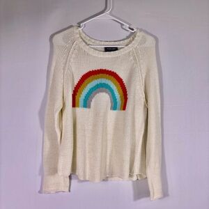 Wooden Ships Cream Rainbow Knit Sweater Size Small Medium